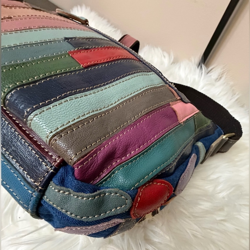 Ameri Leather Multicolor Striped Crossbody Bag - image 7